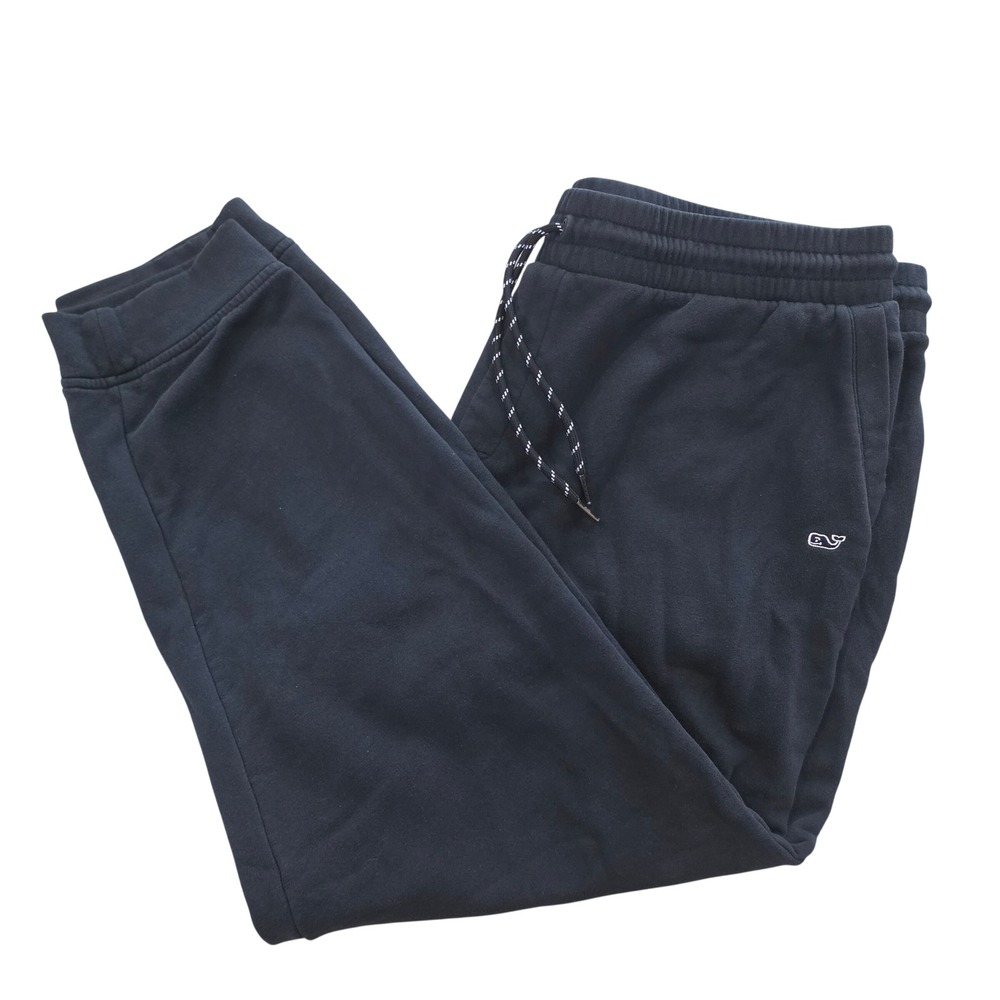 Vineyard Vines Mens XXL Black Cotton Blend Jogger Sweatpants Drawstring Whale